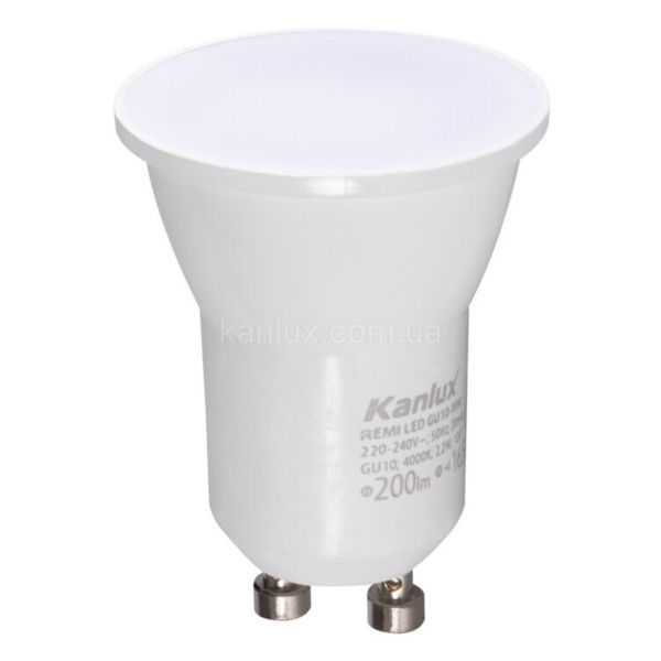 Лампа світлодіодна Kanlux 33080 потужністю 2.2W з серії Remi. Типорозмір — MR11 з цоколем GU10, температура кольору — 4000K
